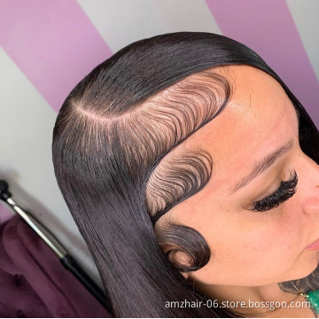 Wholesale 180% 250%Density Straight Hair Transparent Full Lace Frontal Human Hair Wig Raw Indian Virgin For Black Women In Stock